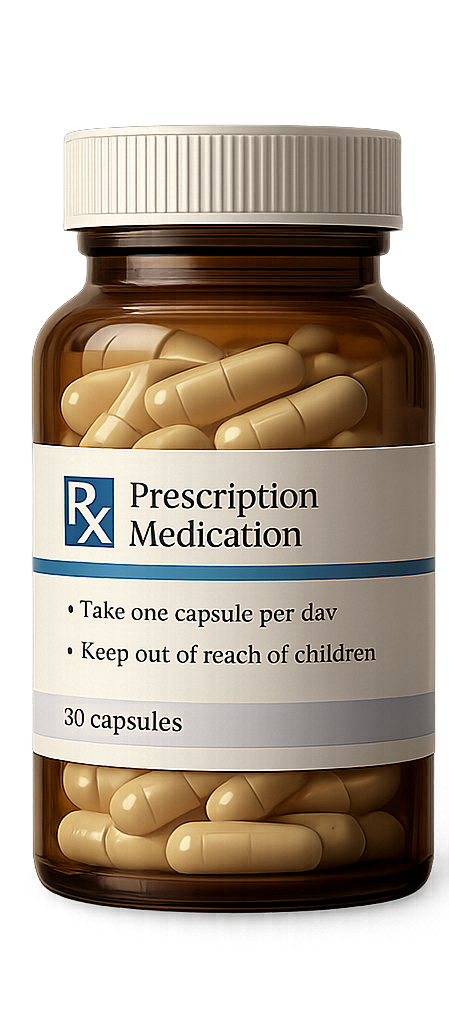 Prescription medicine bottle on the desk